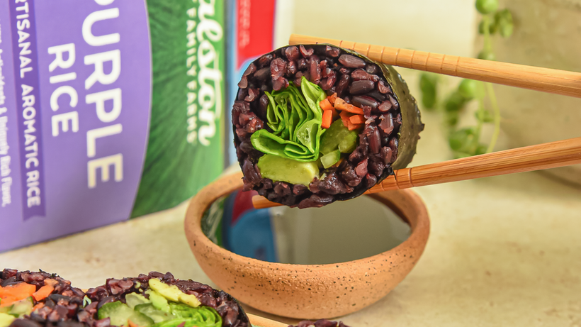 Vegetable Sushi with Purple Rice