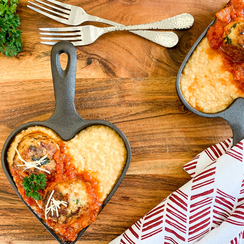 Chicken Parm Meatballs & Grits