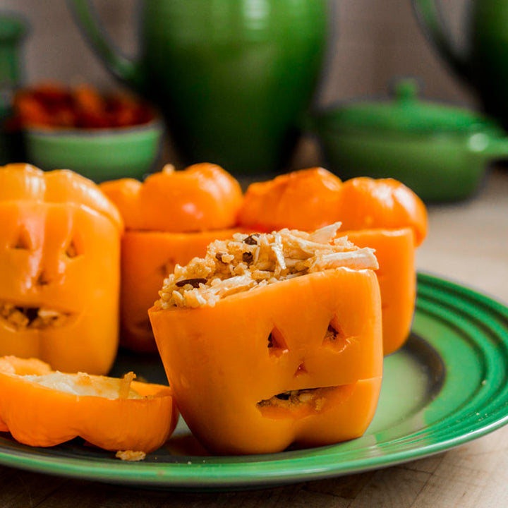 Jack-O-Lantern Stuffed Peppers