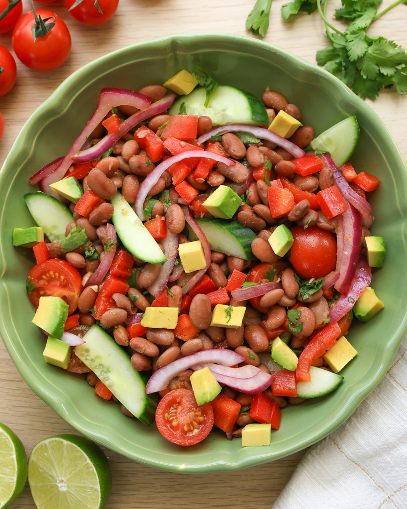 Cilantro Lime Pink Bean Salad with Fresh Corn & Avocado