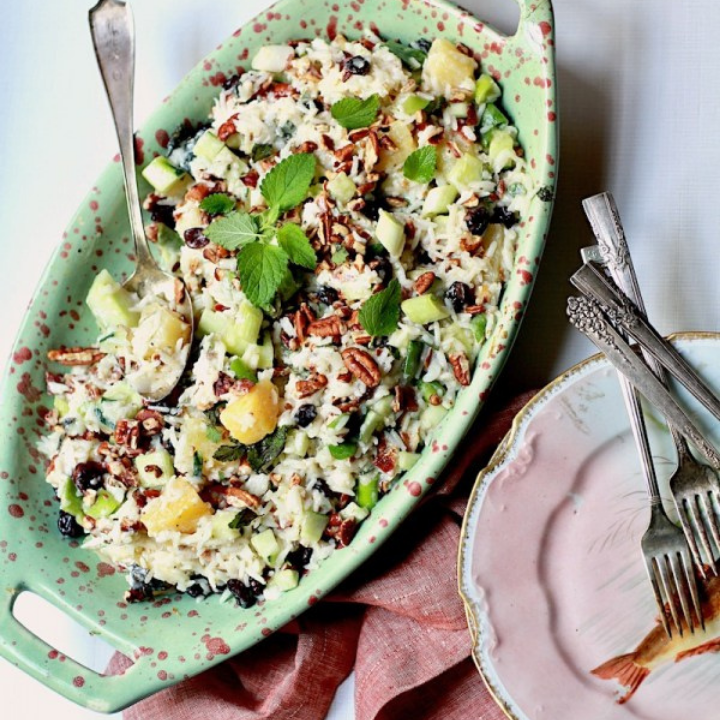 Rice Salad with Pineapple, Cucumbers, and Pecans