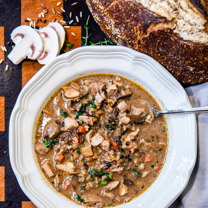 Chicken and Mushroom Rice Soup