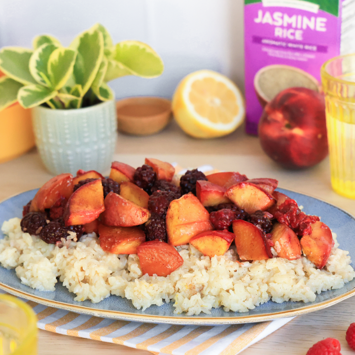 Roasted Summer Fruit with Leftover Rice Pudding