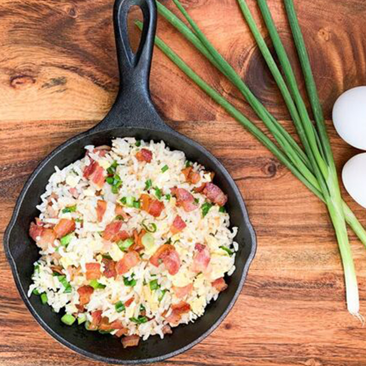 Breakfast Fried Rice recipe served in iron pan