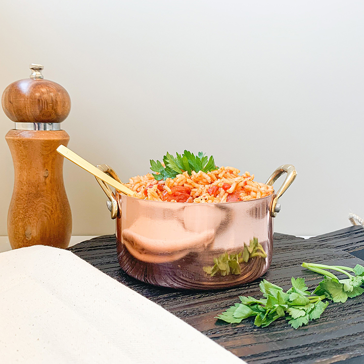 Carolina Red Rice recipe served in stovetop pan