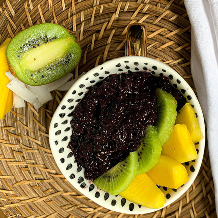 Coconut Purple Rice Pudding recipe served in a bowl