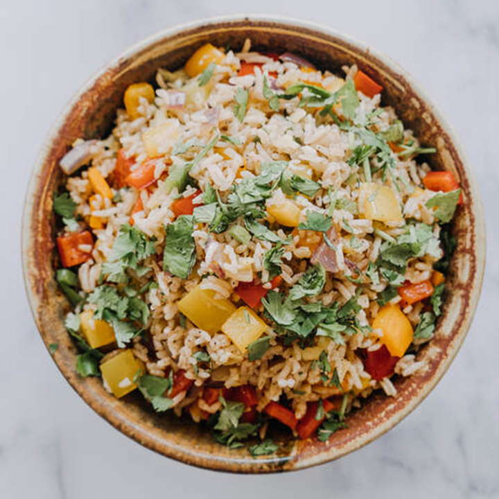 Confetti Rice recipe served in a bowl