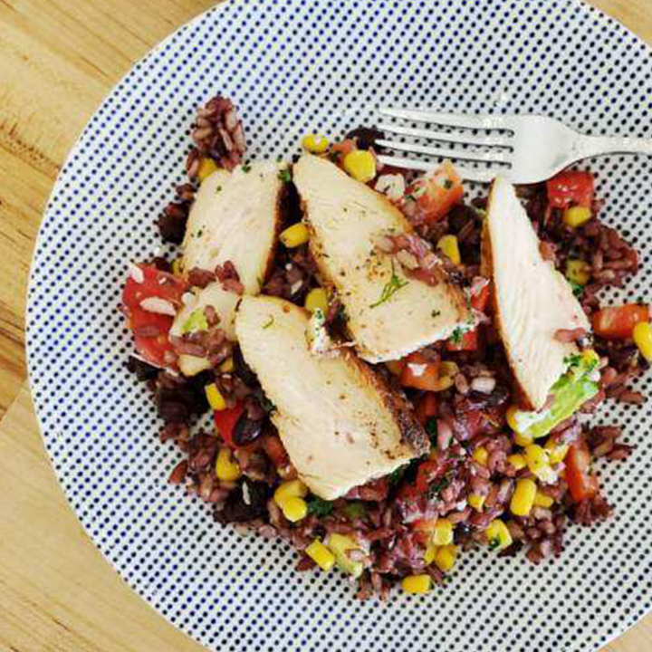 Grilled Chicken and Nature's Blend Bowl recipe served on plate