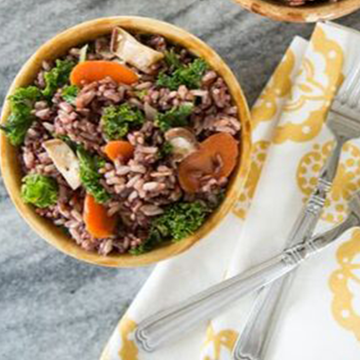 Nature_s Blend with Kale and Shiitake Mushrooms recipe served in bowl