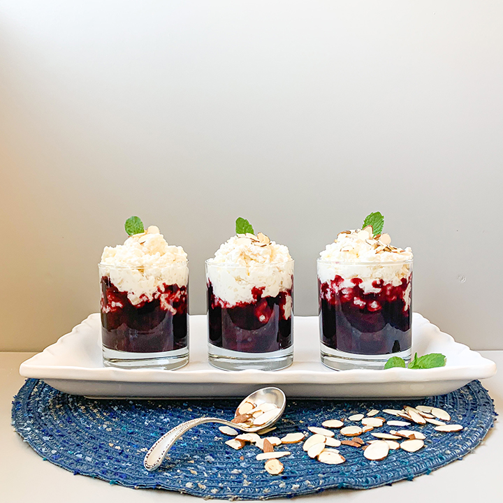 Risalamande Rice Pudding served in mini glass cups