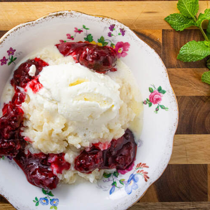 Thai Rice Pudding being recipe served on plate