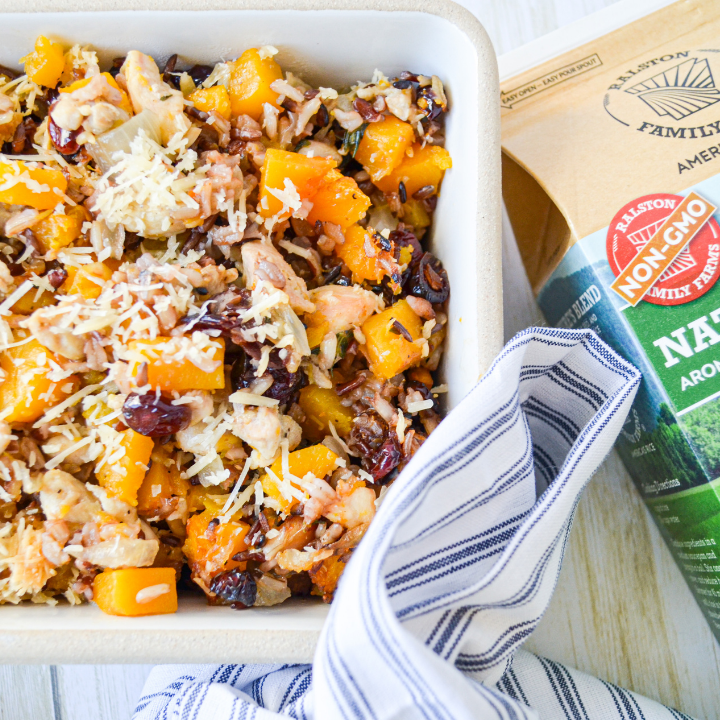 Nature’s Rice Blend Casserole with Butternut Squash and Cranberries