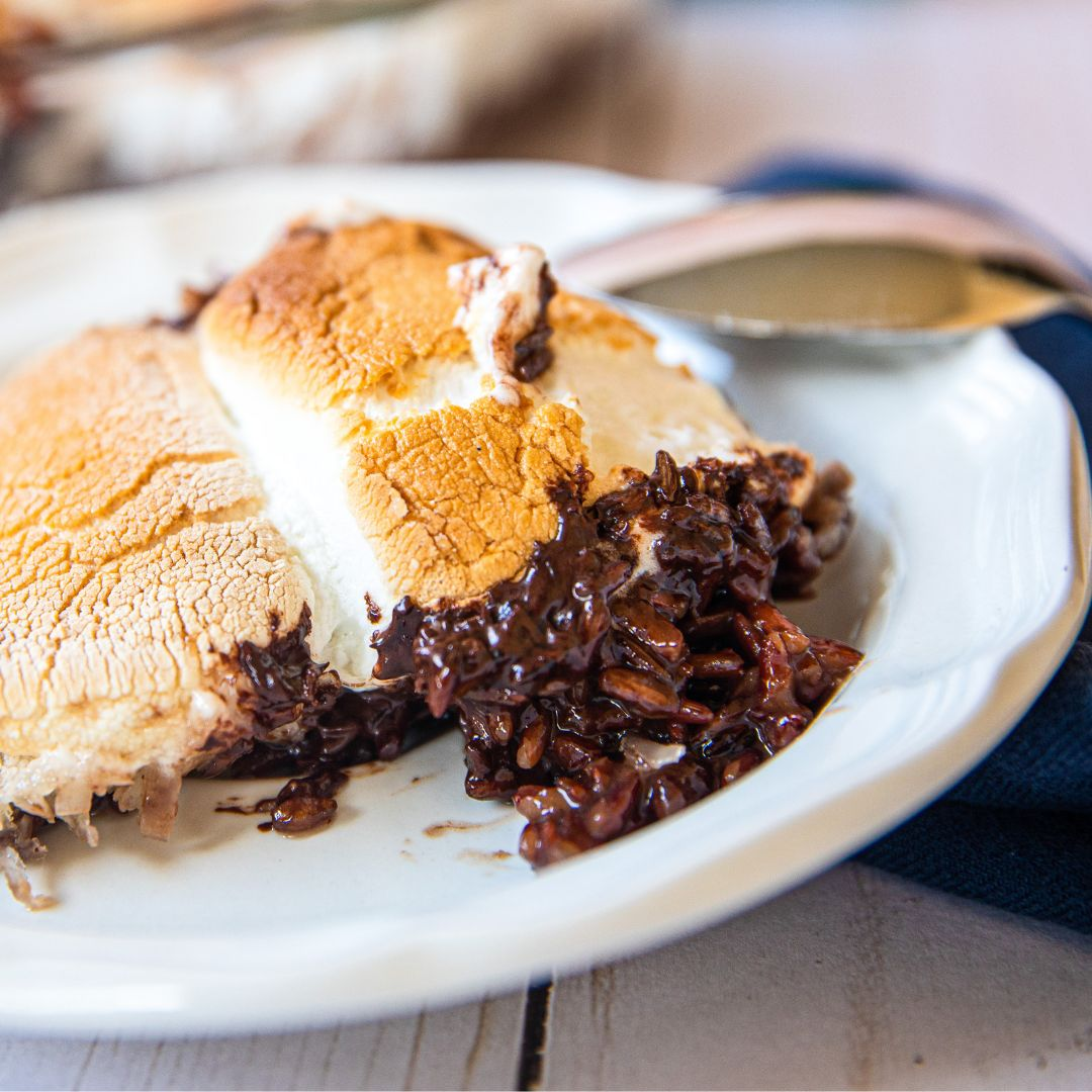 delicious rice casserole with pecans and marshmellows