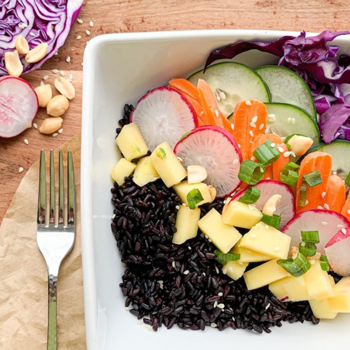 purple rice served on a plate